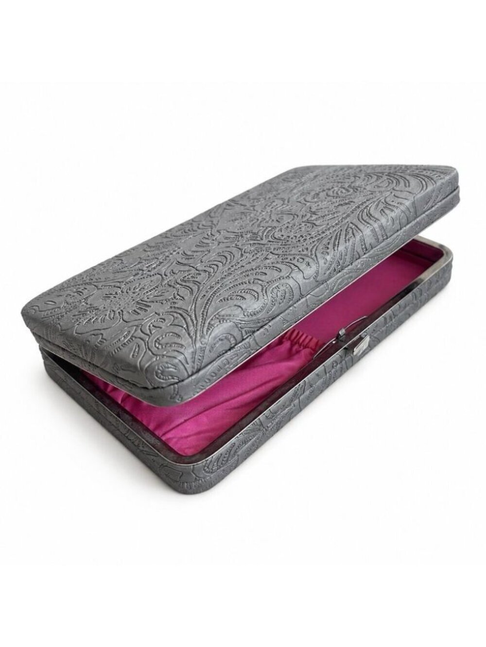 Trish McEvoy Hard Shell Cosmetic Case Makeup Brush Holder Clutch Floral Pockets